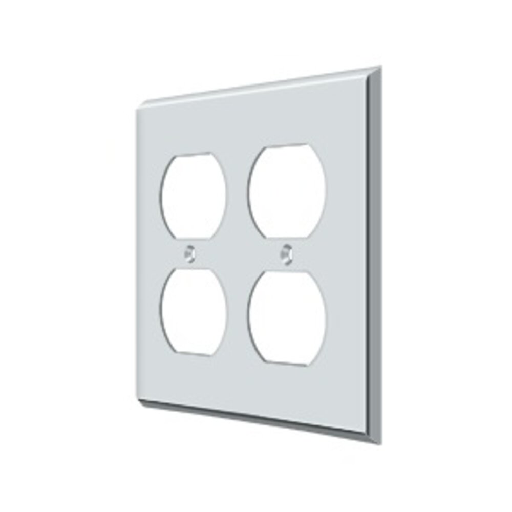 Deltana Solid Brass Double Duplex Outlet Switchplate in Polished Chrome