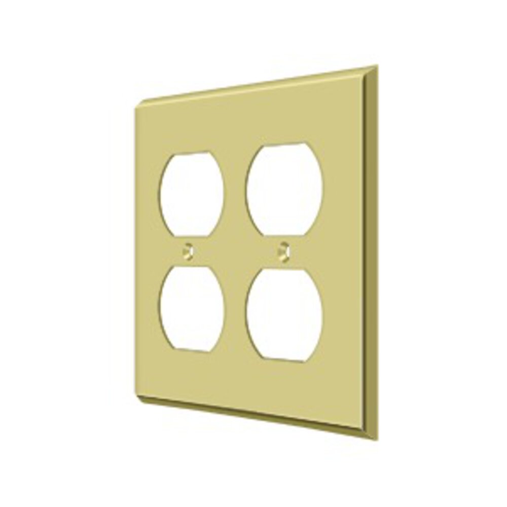 Deltana Solid Brass Double Duplex Outlet Switchplate in Polished Brass