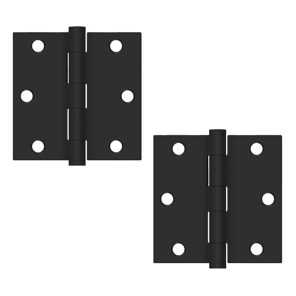Deltana Stainless Steel 3 1/2" x 3 1/2" Residential Square Door Hinge (Sold as a Pair) in Paint Black