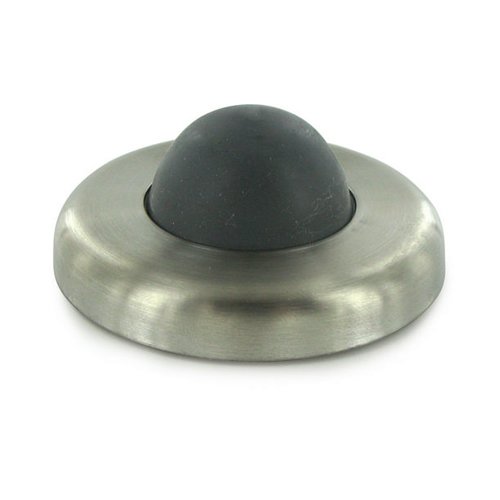 Deltana Solid Brass 2 1/2" Diameter Wall Mounted Convex Flush Bumper in Brushed Stainless Steel