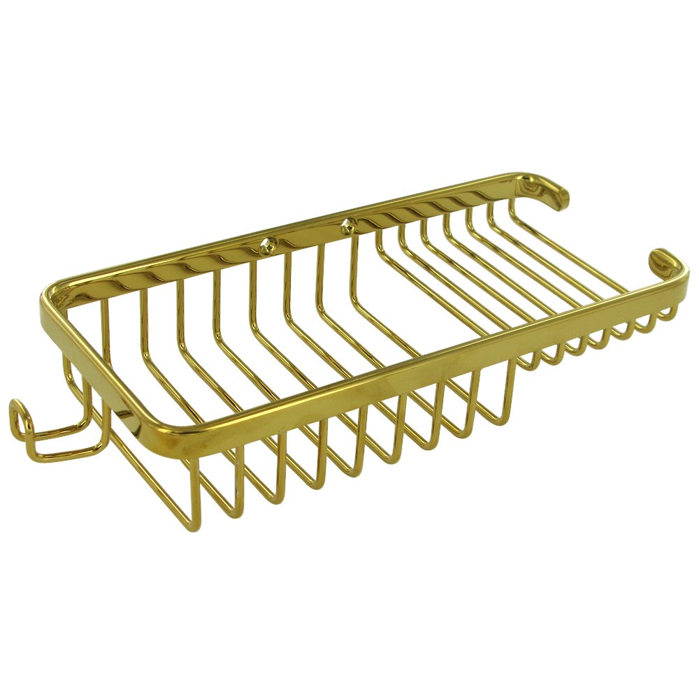 Deltana Solid Brass 10" Rectangular Combination Wire Basket with Hook in PVD Brass