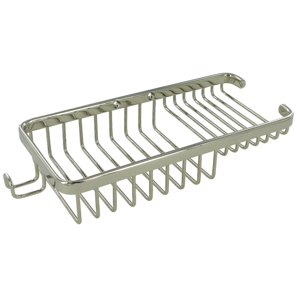 Deltana Solid Brass 10" Rectangular Combination Wire Basket with Hook in Polished Nickel
