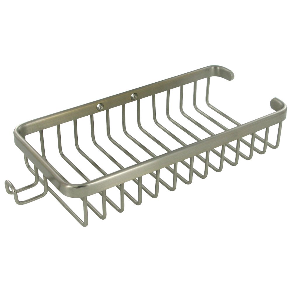 Deltana Solid Brass 10" Rectangular Wire Basket with Hook in Brushed Nickel