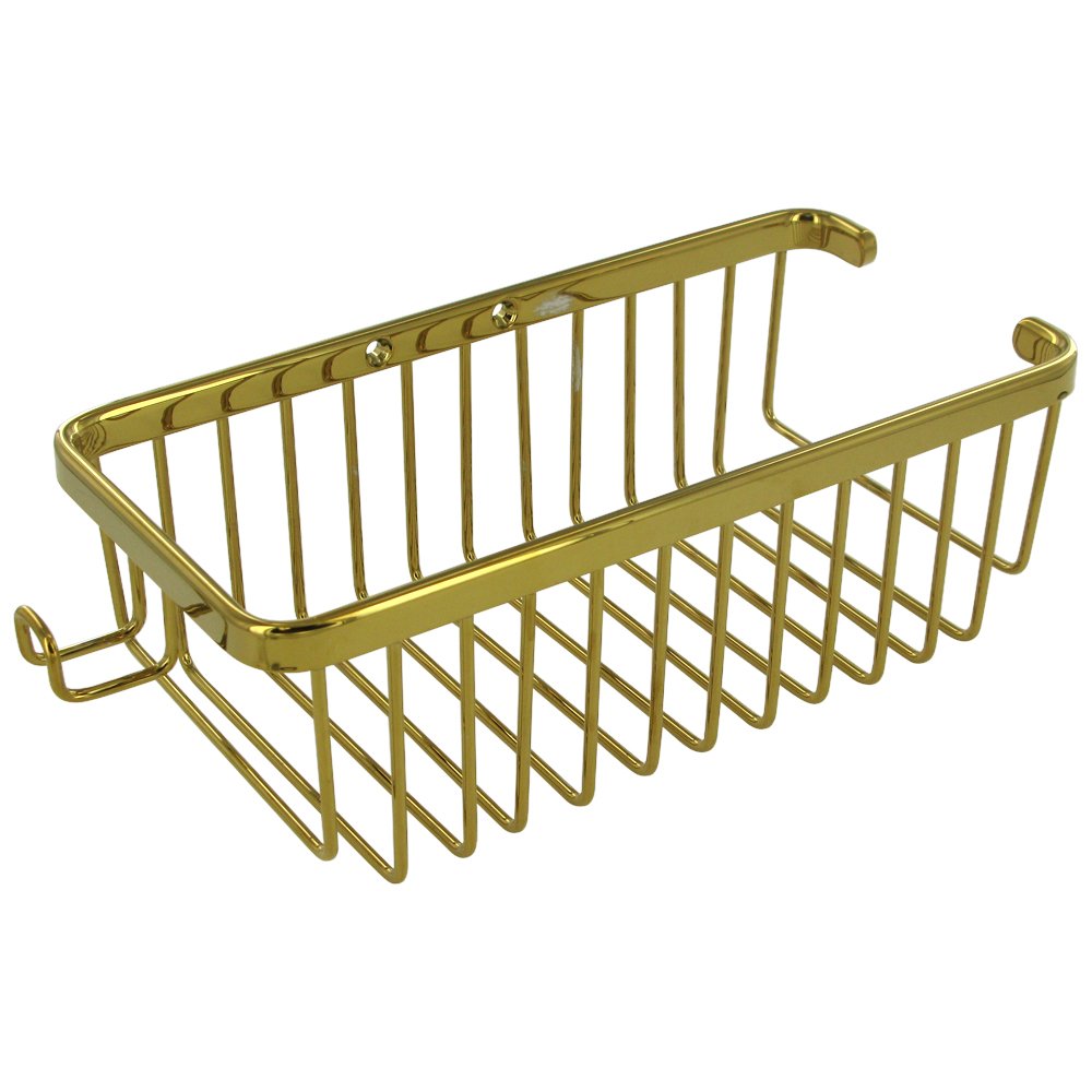 Deltana Solid Brass 10" Rectangular Shampoo Wire Basket with Hook in PVD Brass