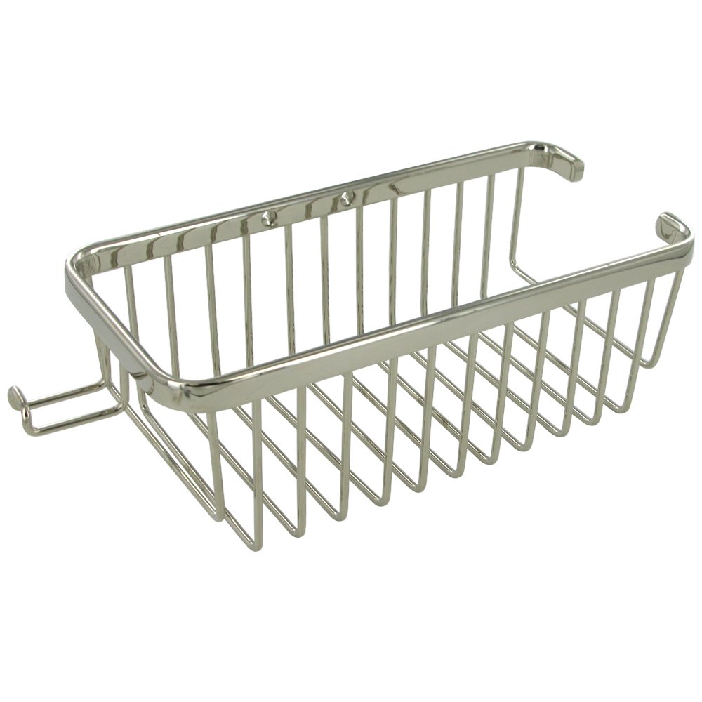 Deltana Solid Brass 10" Rectangular Shampoo Wire Basket with Hook in Polished Nickel