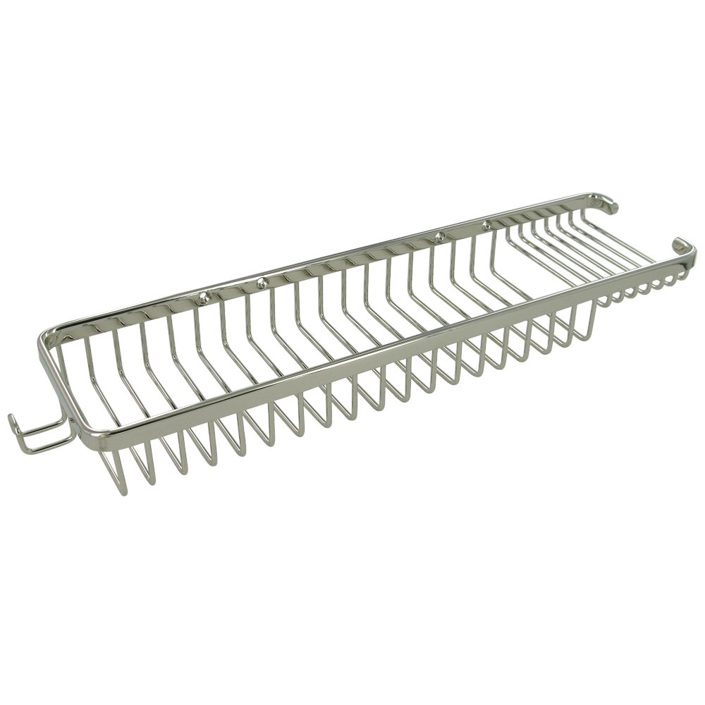 Deltana Solid Brass 17 1/2" Rectangular Combination Wire Basket with Hook in Polished Nickel