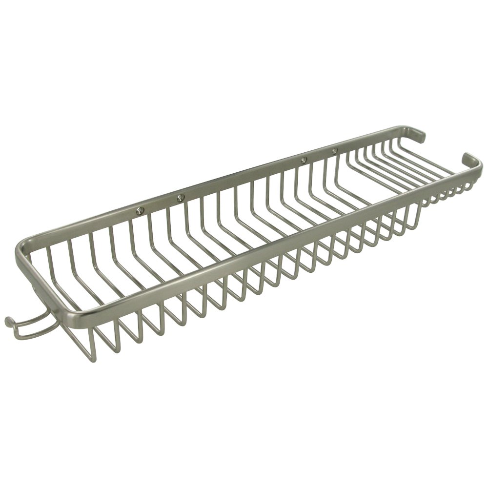 Deltana Solid Brass 17 1/2" Rectangular Combination Wire Basket with Hook in Brushed Nickel