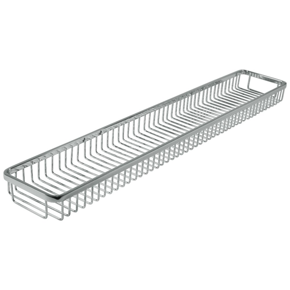 Deltana Solid Brass 28 1/2" x 5" Rectangular Wire Basket in Polished Chrome