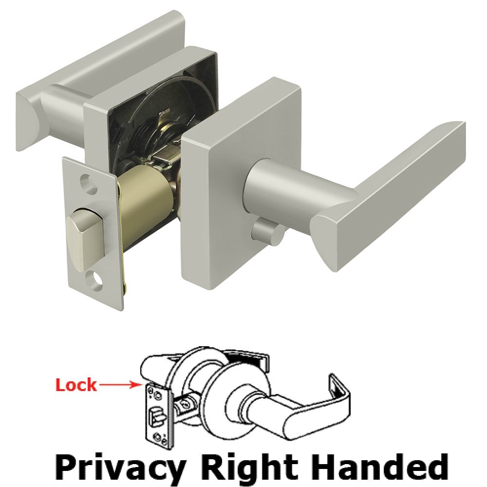 Deltana Right Handed Livingston Lever Privacy in Brushed Nickel