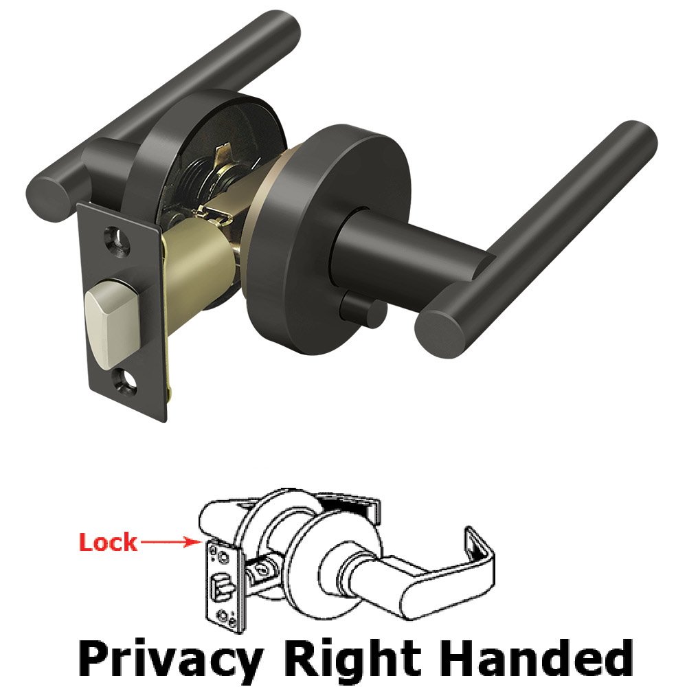Deltana Right Handed Mandeville Lever Privacy in Oil Rubbed Bronze