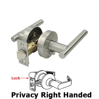 Deltana Right Handed Mandeville Lever Privacy in Brushed Nickel