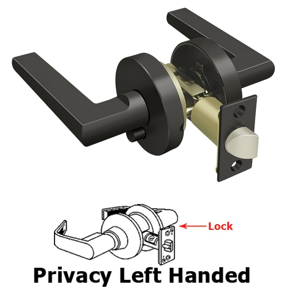 Deltana Left Handed Portmore Lever Privacy in Oil Rubbed Bronze
