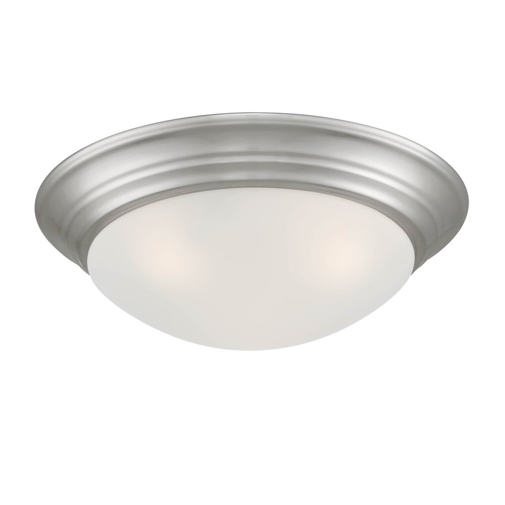 Designers Fountain 3 Light Flush Mount in Brushed Nickel with Etched Glass 