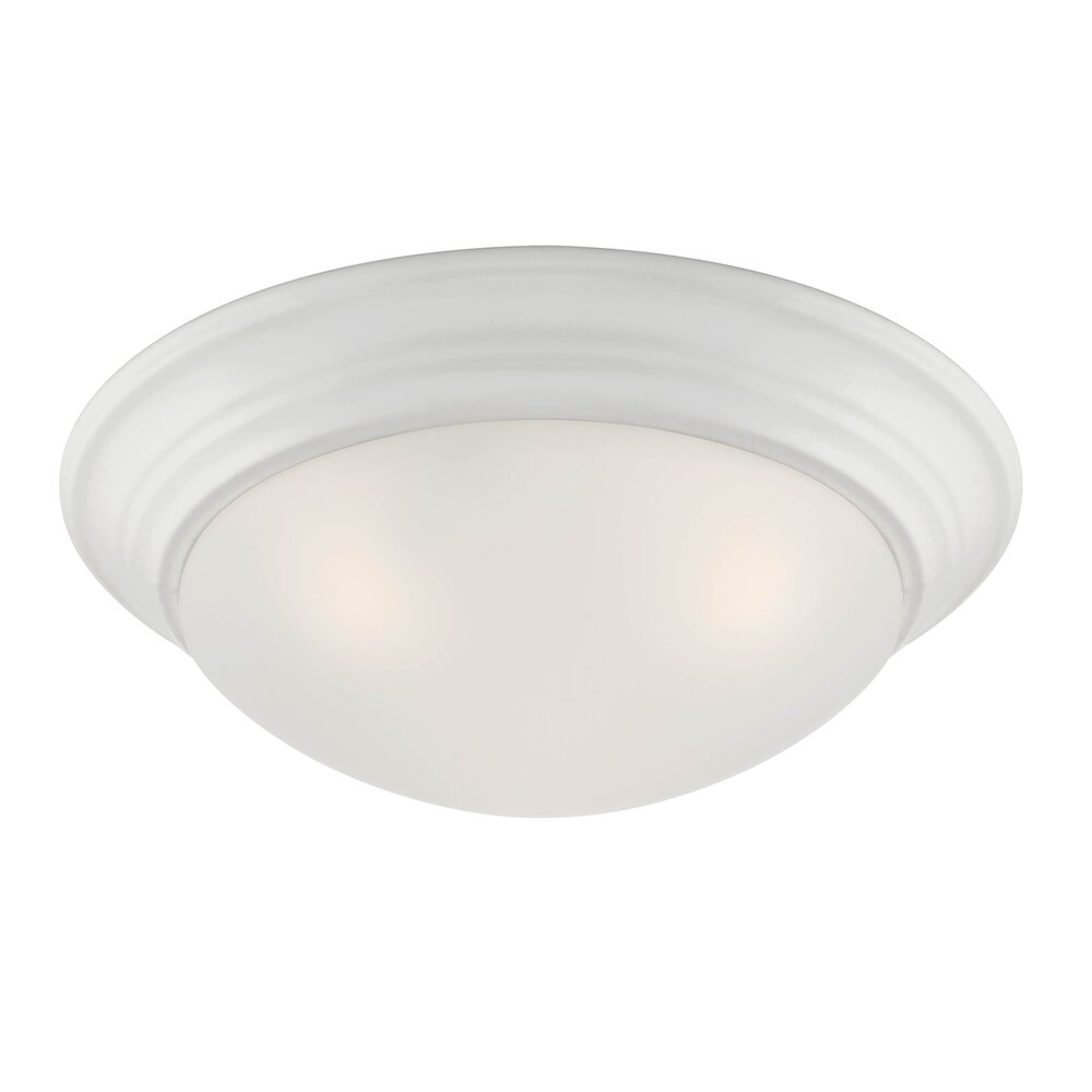 Designers Fountain 2 Light Flush Mount in Matte White with Etched Glass 