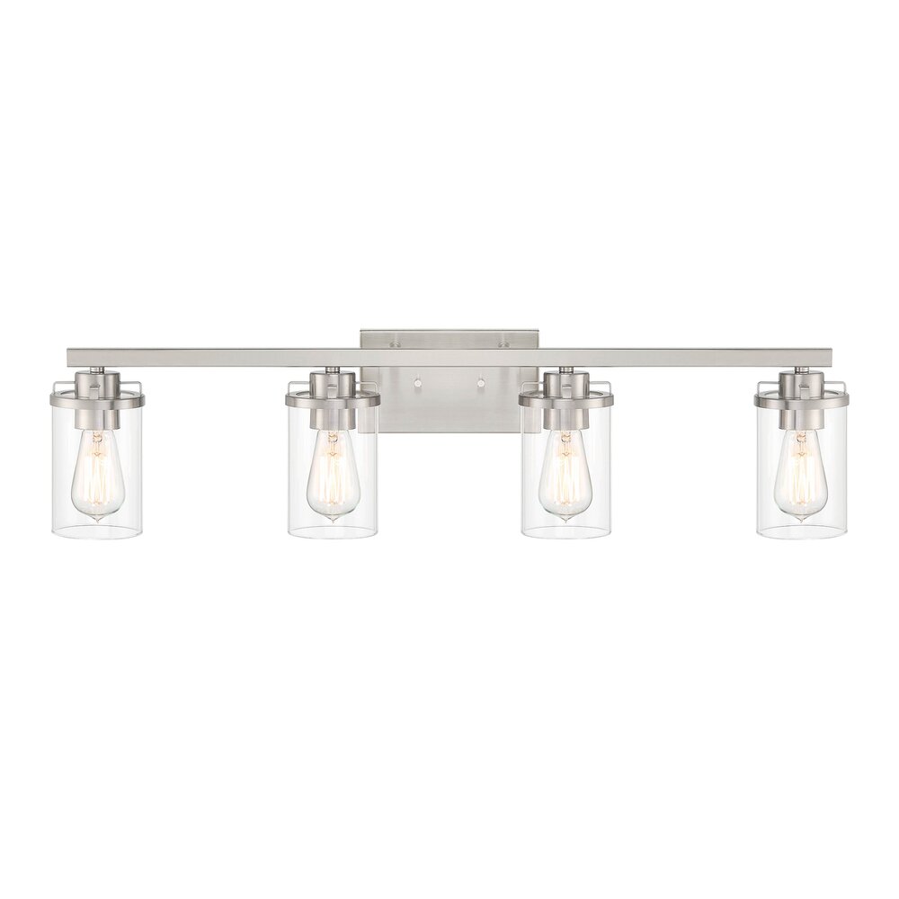 Designers Fountain 4 Light Vanity in Brushed Nickel with Clear Glass 