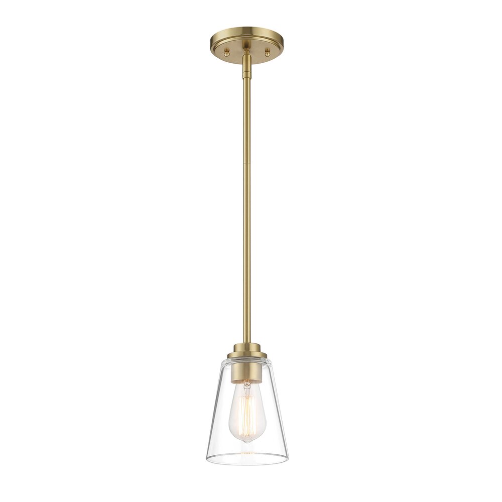 Designers Fountain 1 Light Pendant in Brushed Gold with Clear Glass