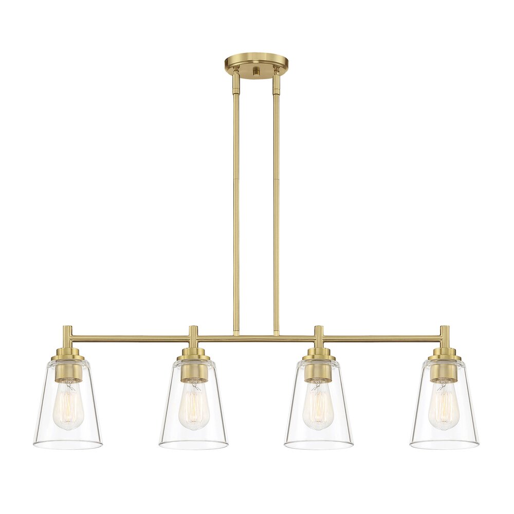 Designers Fountain 4 Light Island in Brushed Gold with Clear Glass