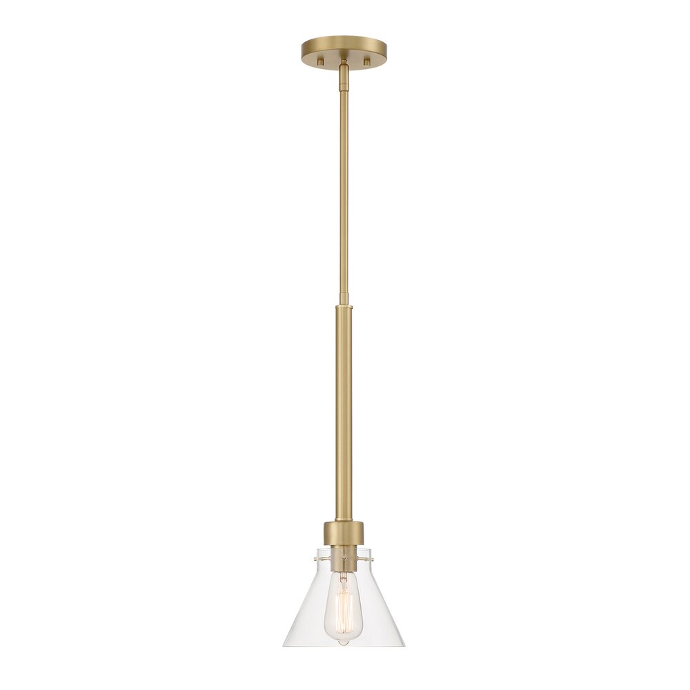 Designers Fountain 7" 1-Light Contemporary Pendant Light in Brushed Gold with Clear Glass 