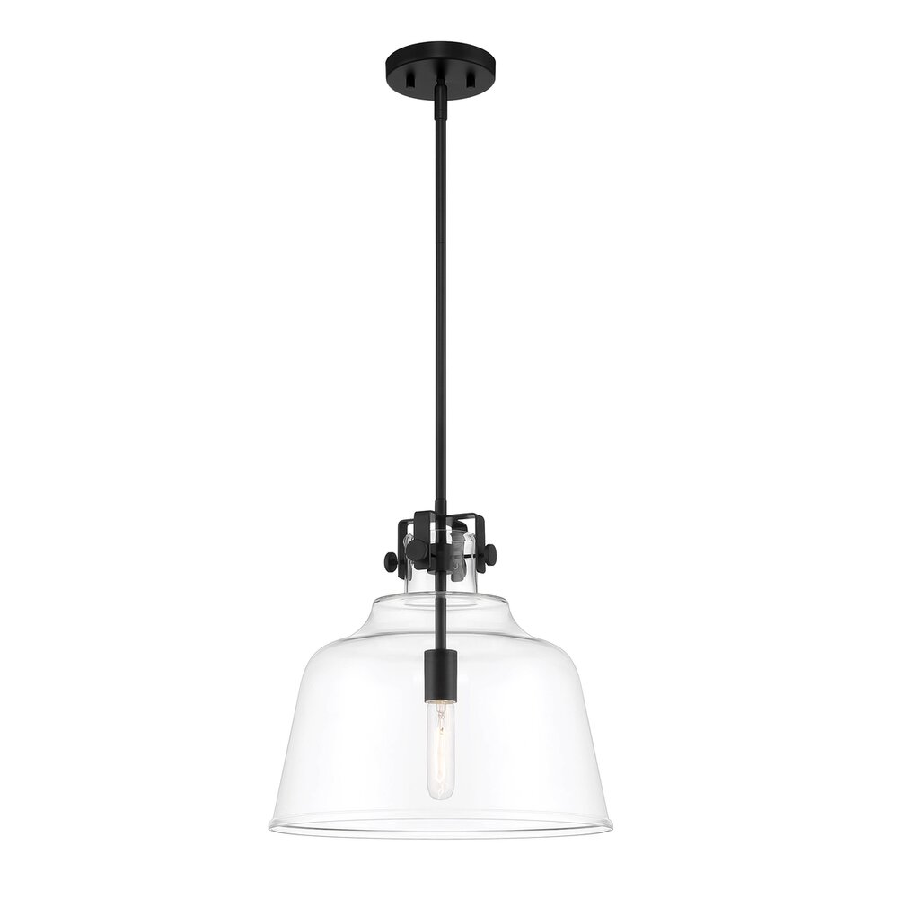 Designers Fountain 1 Light Pendant in Matte Black with Clear Glass