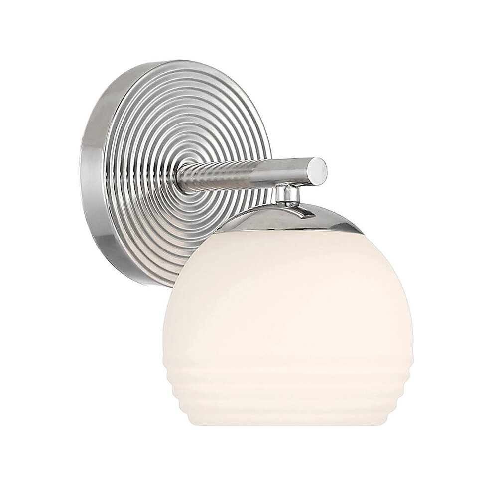 Designers Fountain 1 Light Wall Sconce in Polished Nickel with Etched Opal Glass 