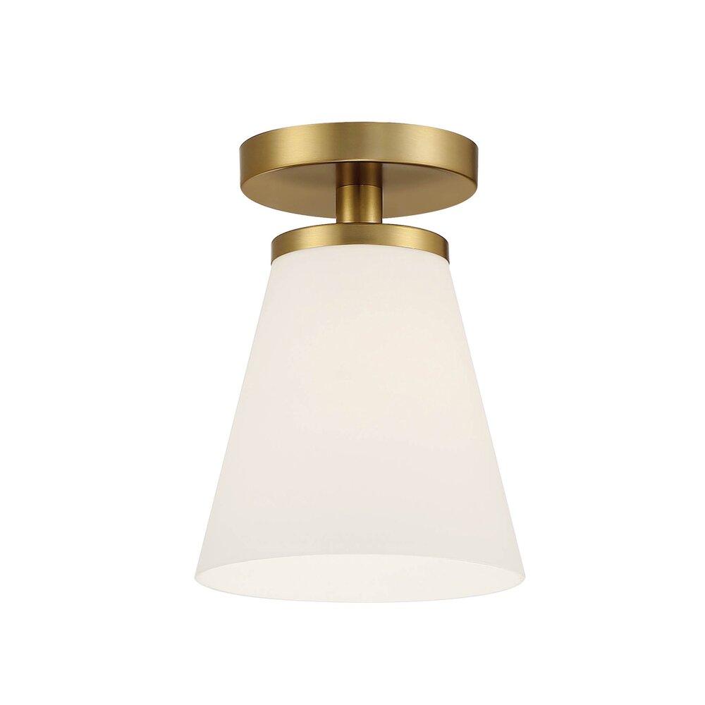 Designers Fountain 1 Light Semi Flush in Brushed Gold with Etched Opal Glass 