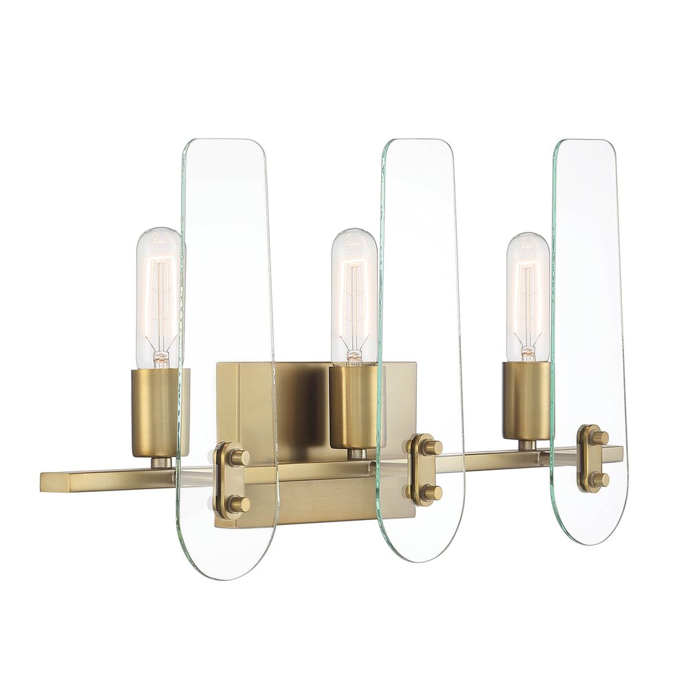 Designers Fountain 3 Light Vanity in Brushed Gold with Clear Glass 