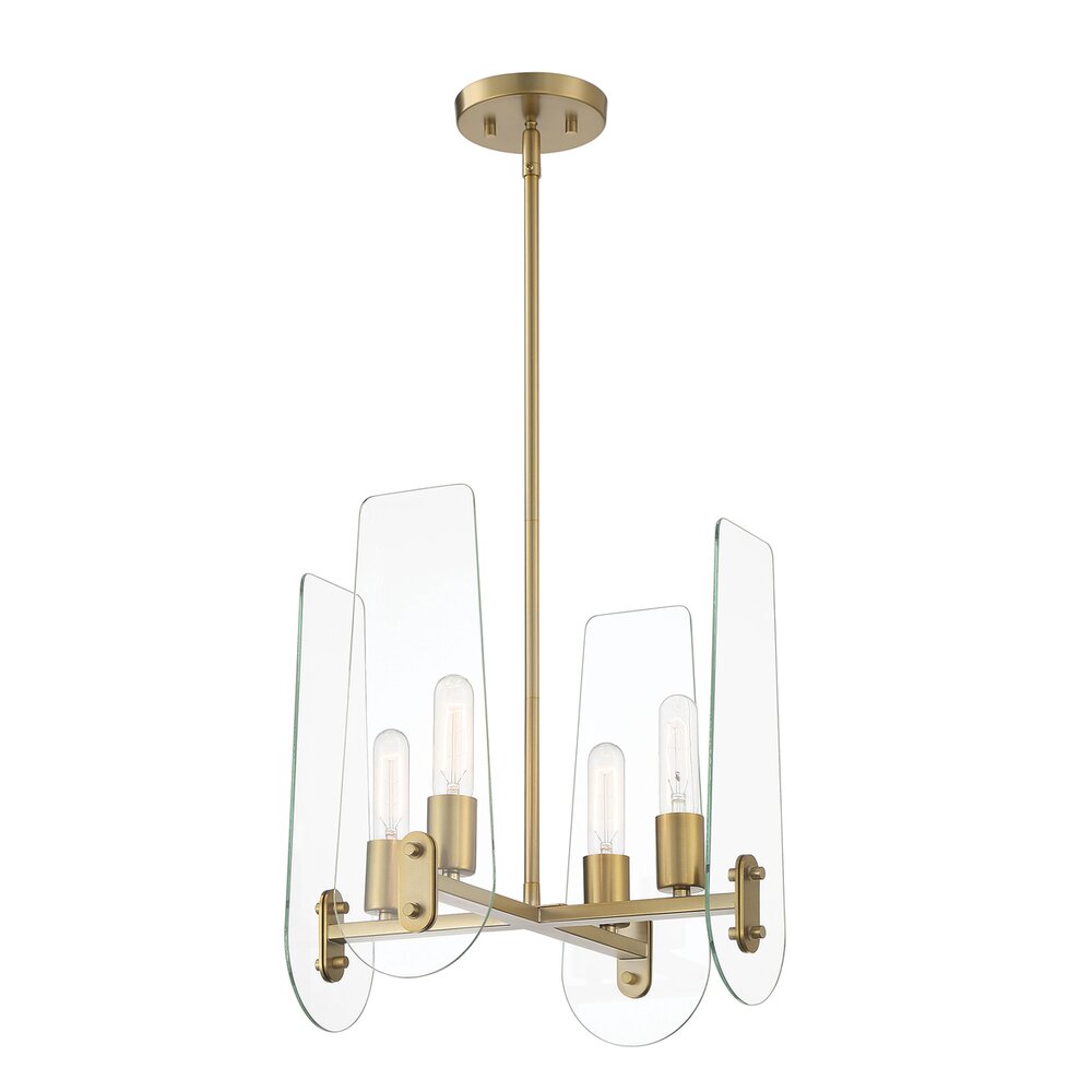 Designers Fountain 4 Light Chandelier in Brushed Gold with Clear Glass