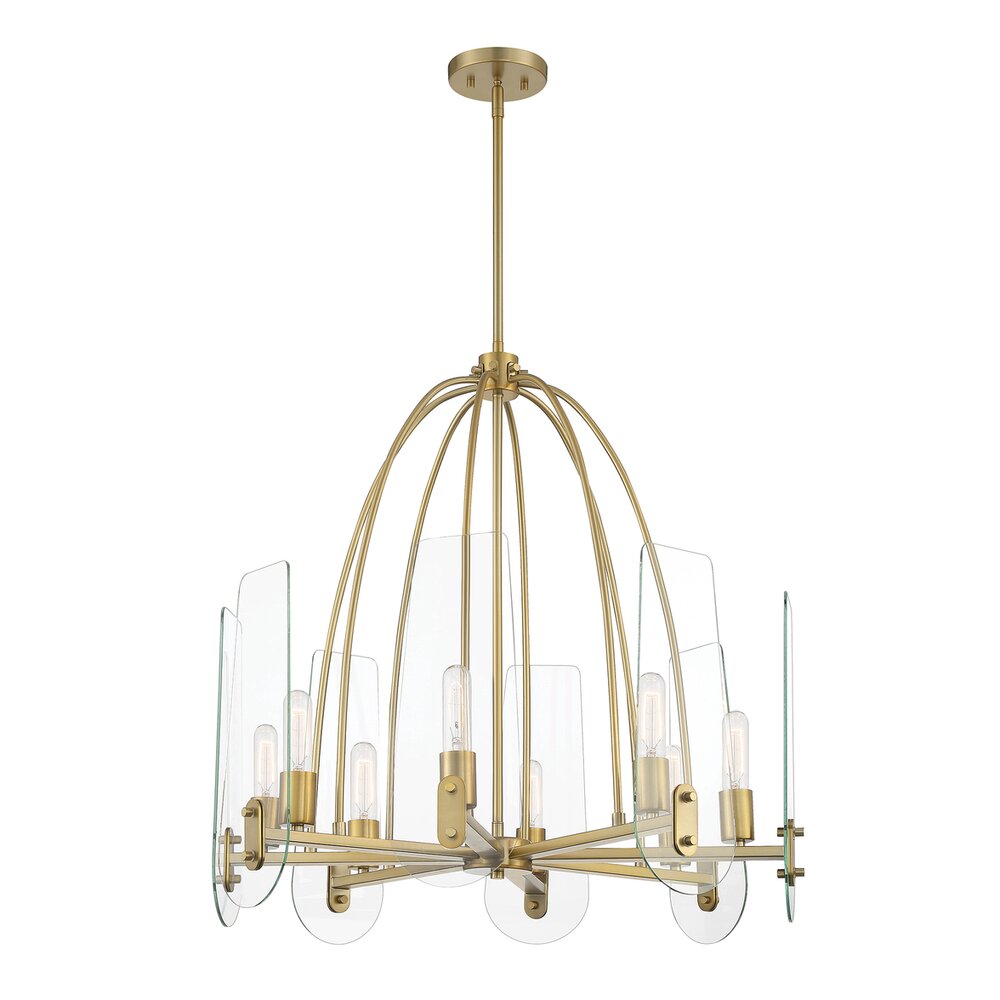 Designers Fountain 8 Light Chandelier in Brushed Gold with Clear Glass