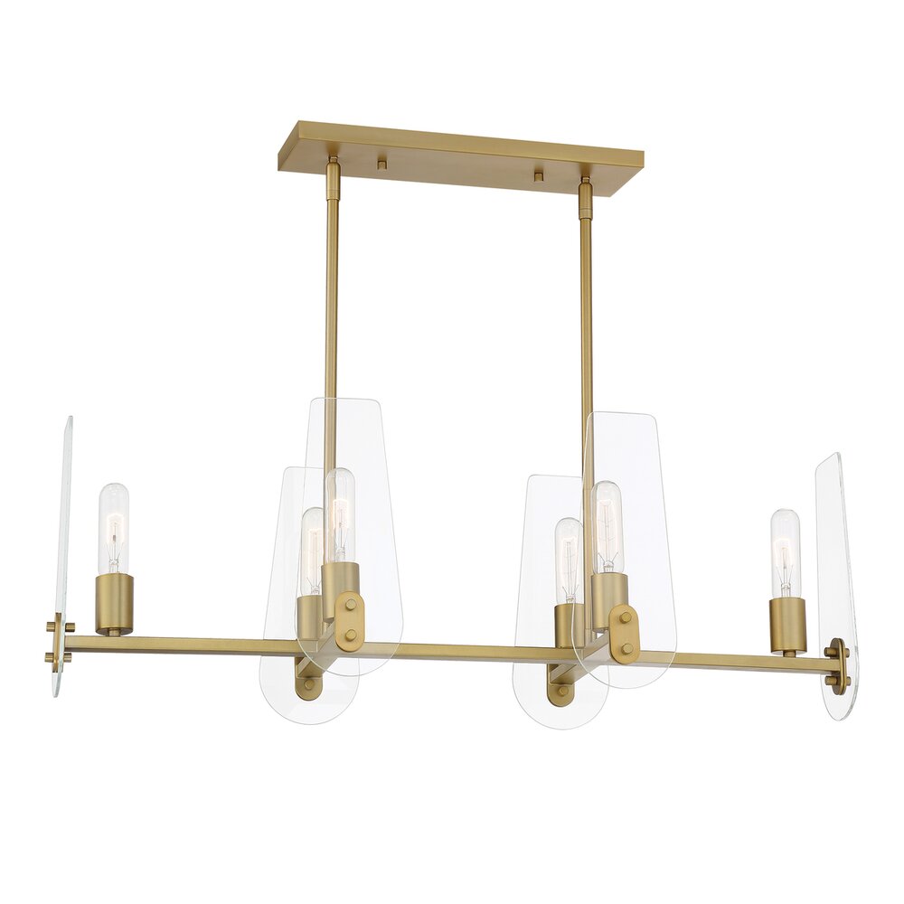 Designers Fountain 6 Light Island in Brushed Gold with Clear Glass