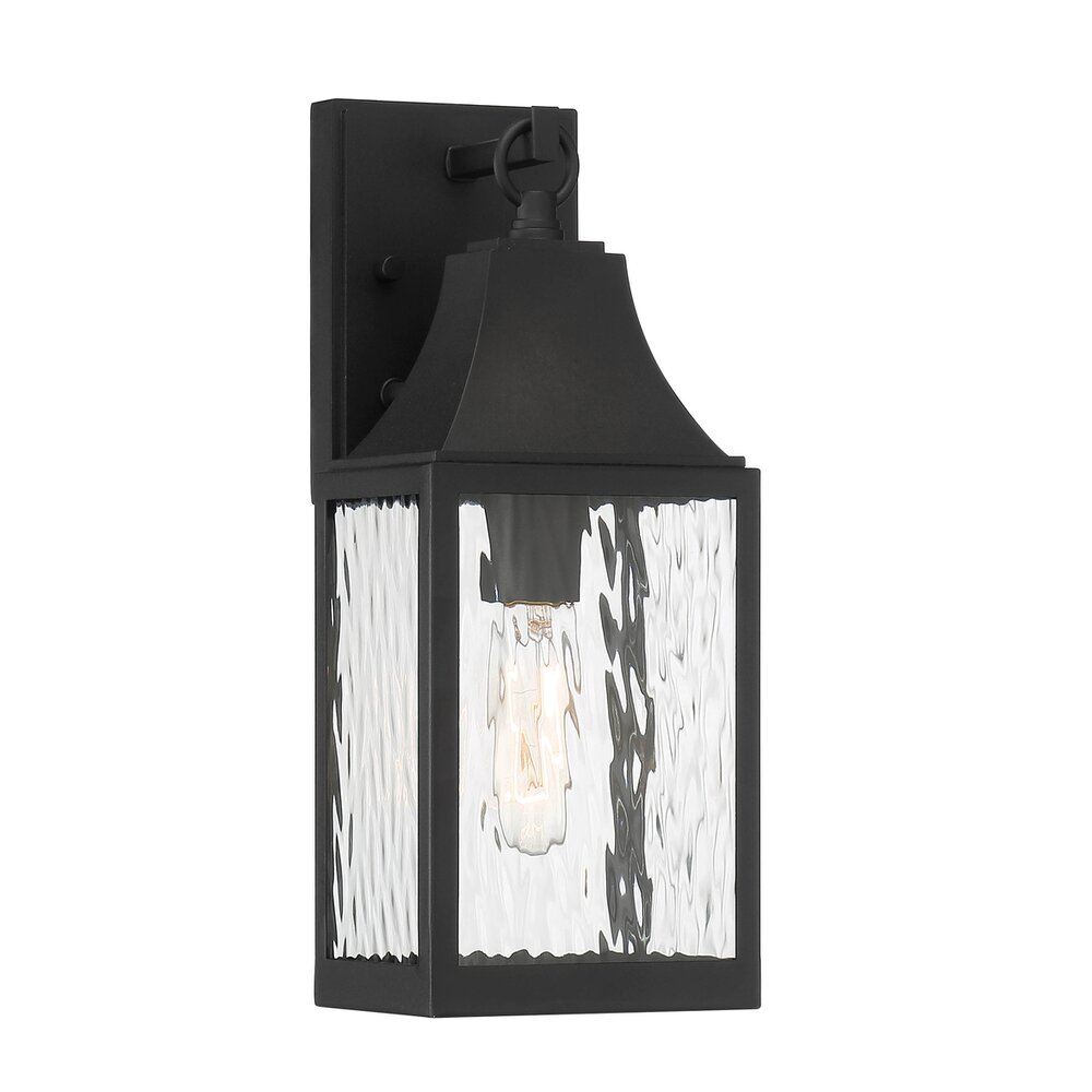 Designers Fountain 1 Light Wall Lantern in Black with Water Glass