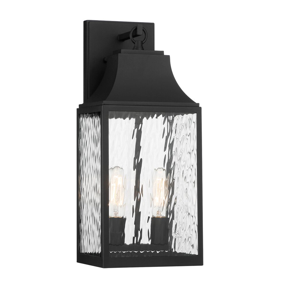 Designers Fountain 2 Light Wall Lantern in Black with Water Glass