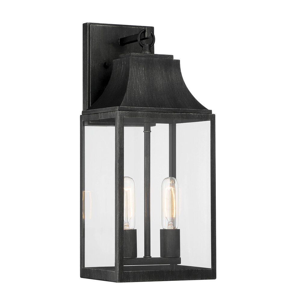 Designers Fountain 2 Light Wall Lantern in Weathered Pewter with Clear Glass