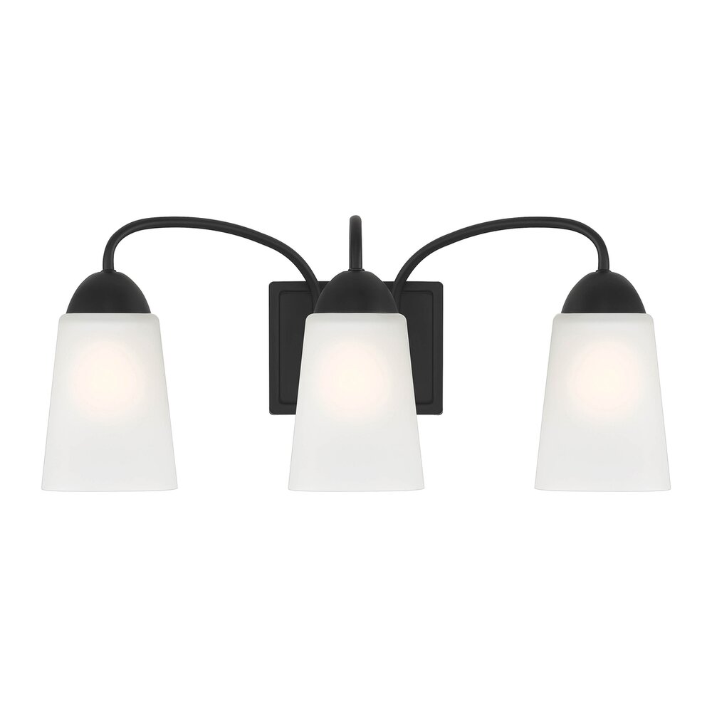 Designers Fountain 3 Light Vanity in Matte Black with Frosted Glass 