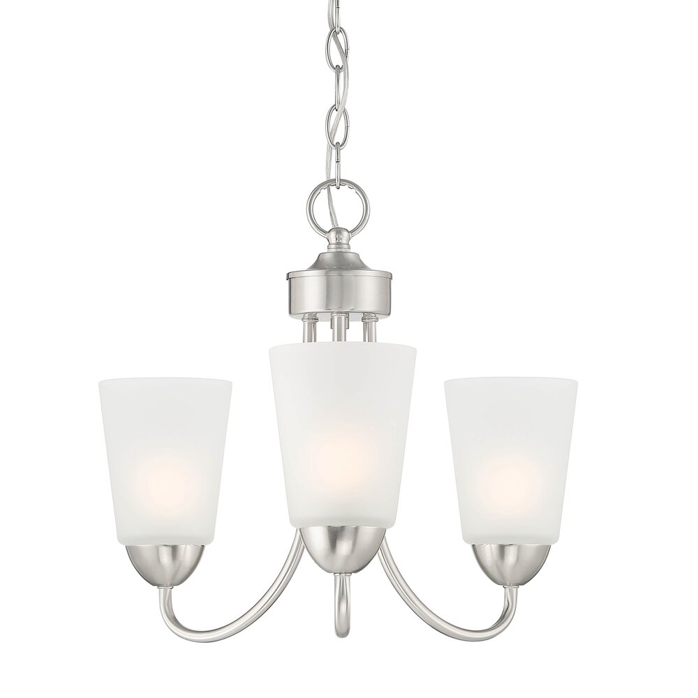Designers Fountain 3 Light Chandelier in Brushed Nickel with Frosted Glass 