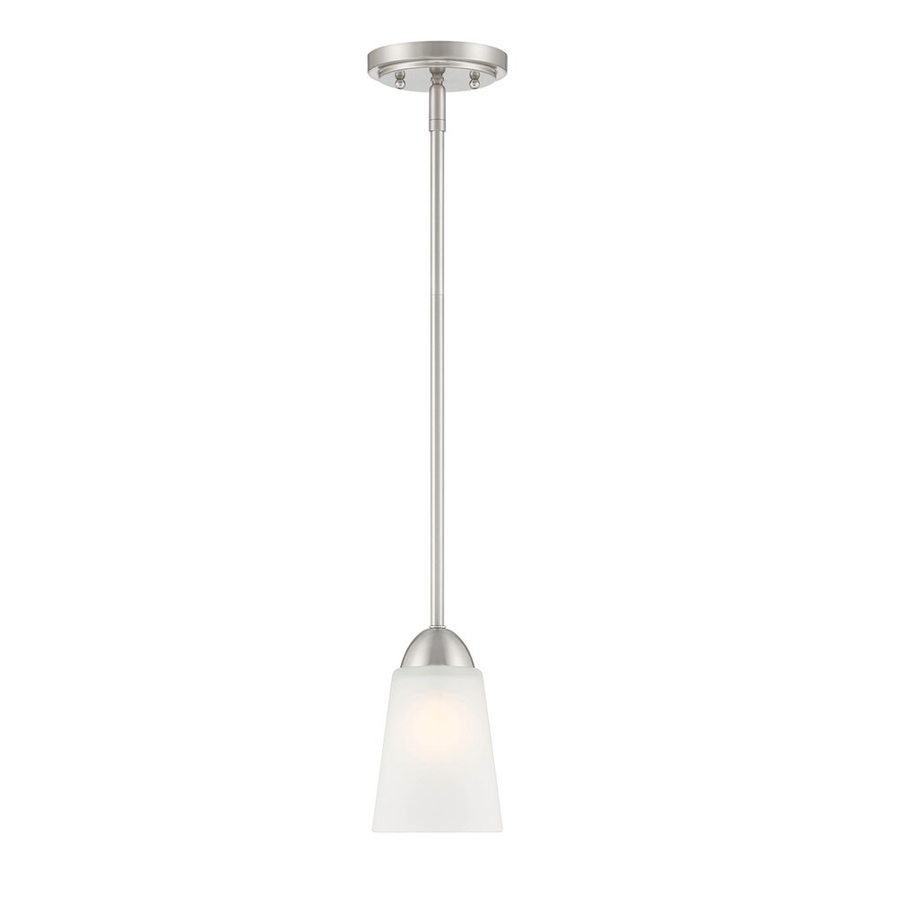 Designers Fountain 1 Light Pendant in Brushed Nickel with Frosted Glass 