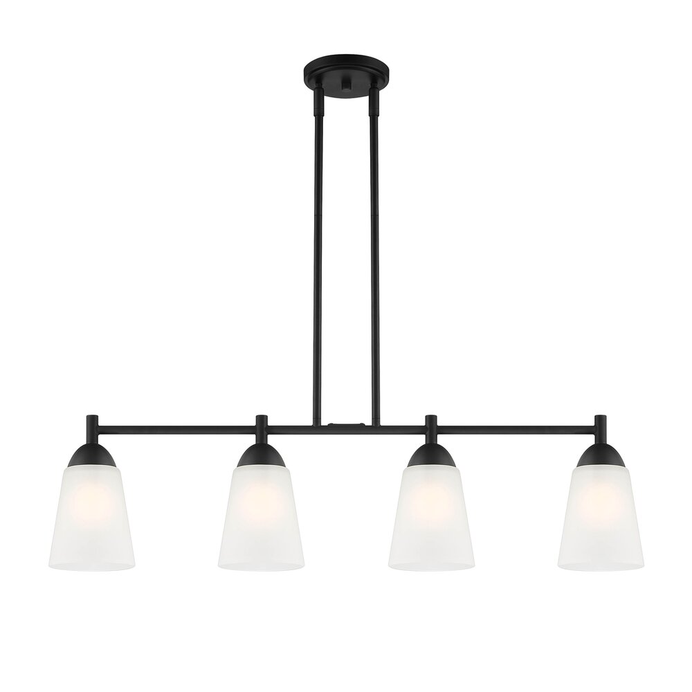 Designers Fountain 4 Light Island in Matte Black with Frosted Glass 