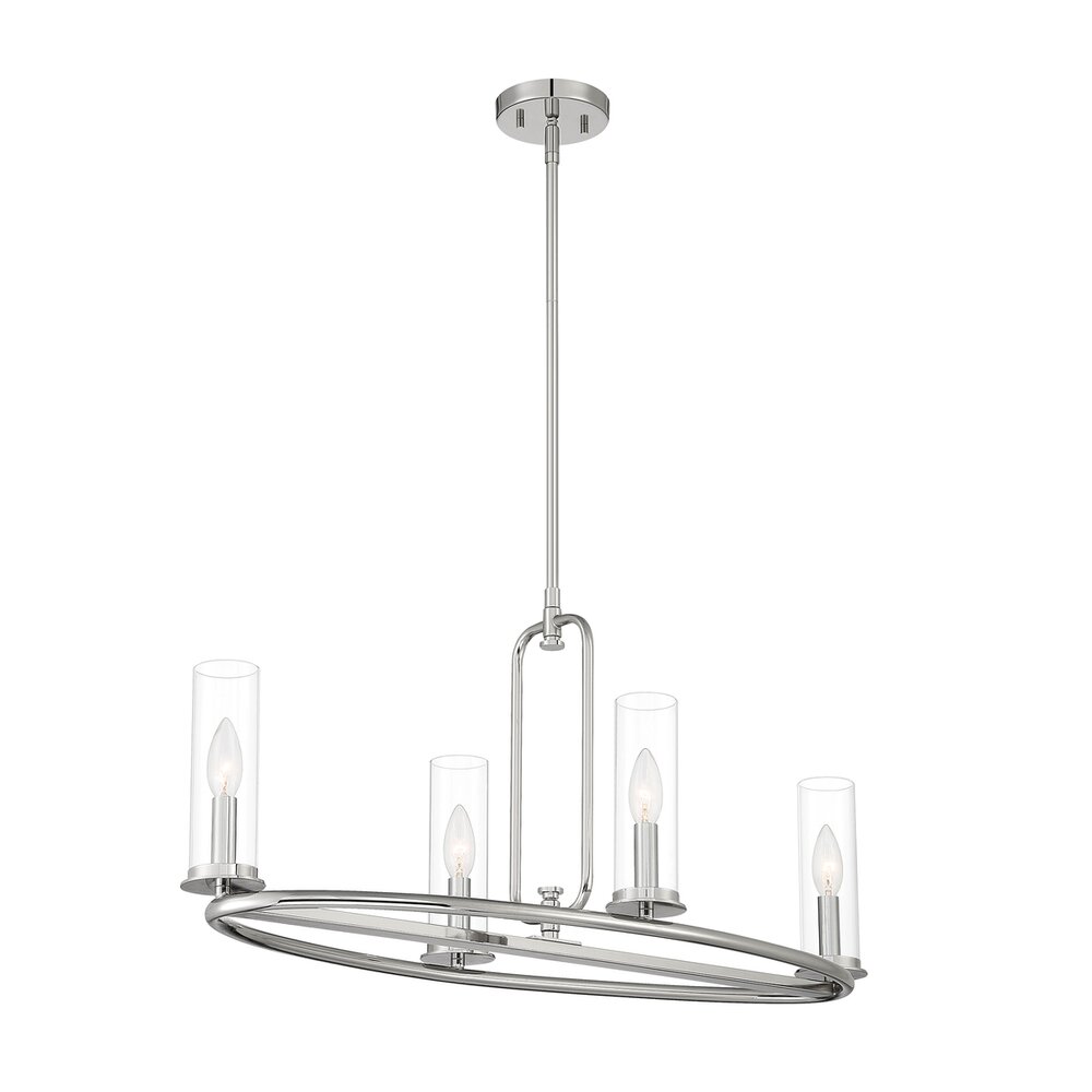 Designers Fountain 4 Light Island in Polished Nickel with Clear Glass