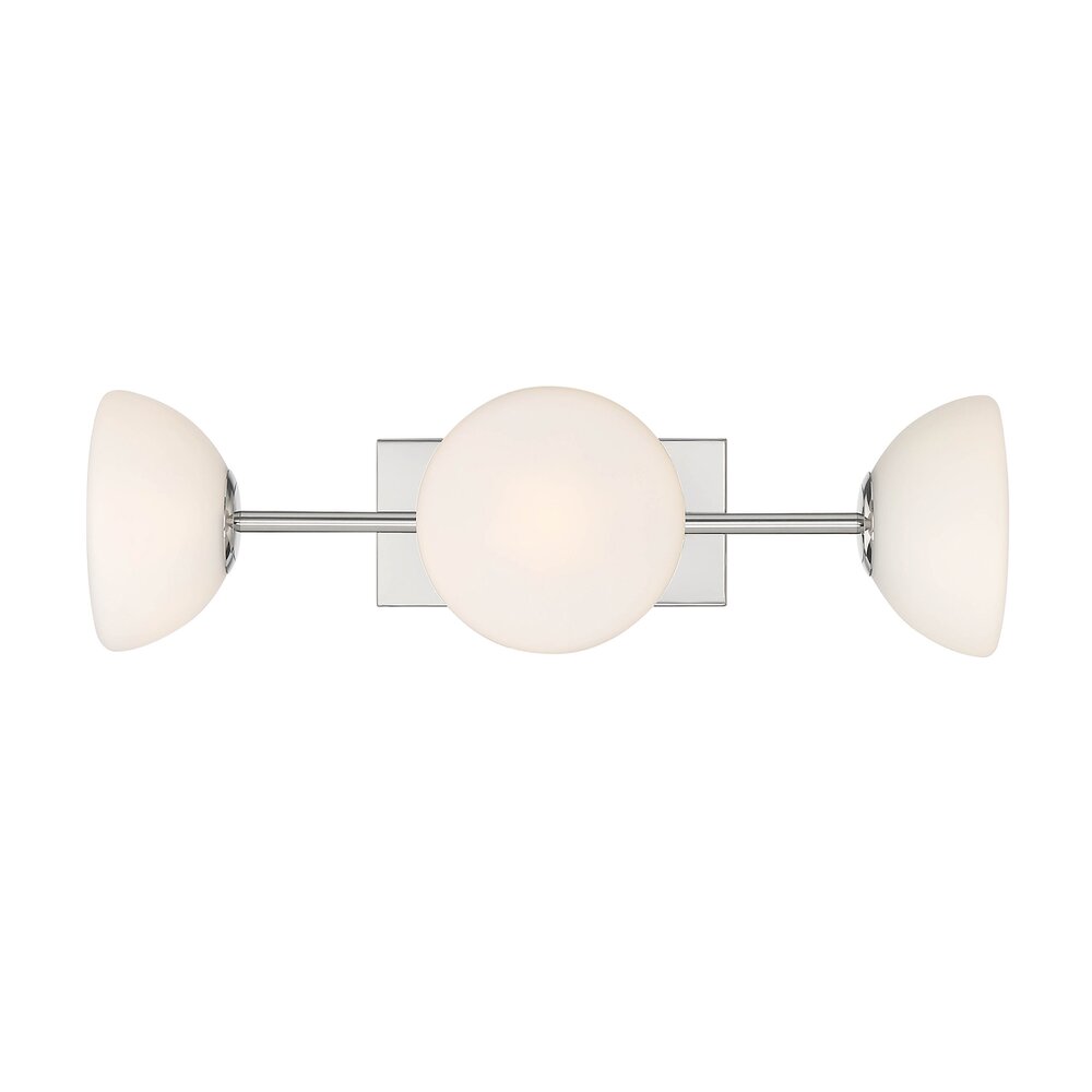 Designers Fountain 3 Light Vanity in Polished Nickel with Etched Opal Glass 