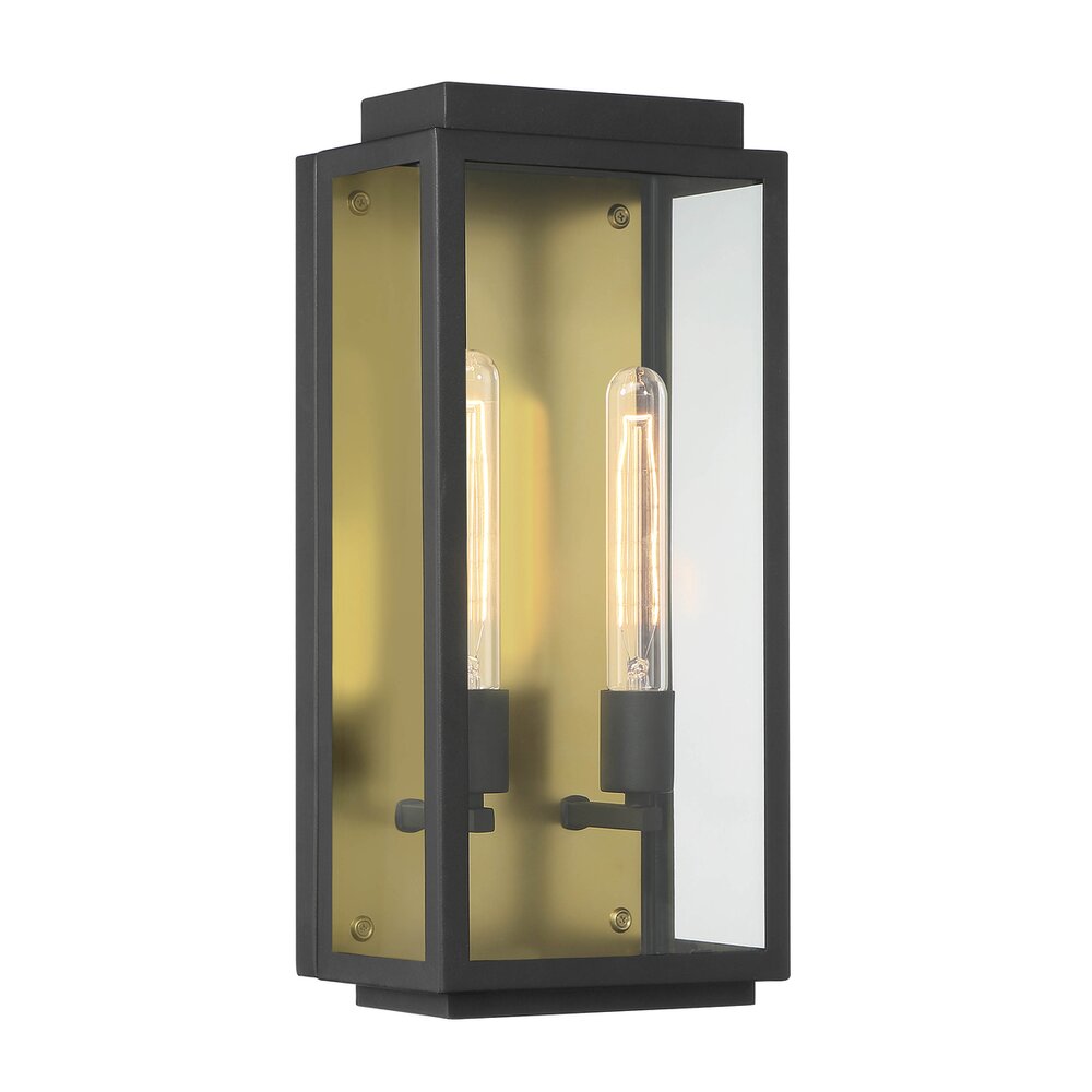 Designers Fountain 2 Light Wall Lantern in Black with Clear Glass