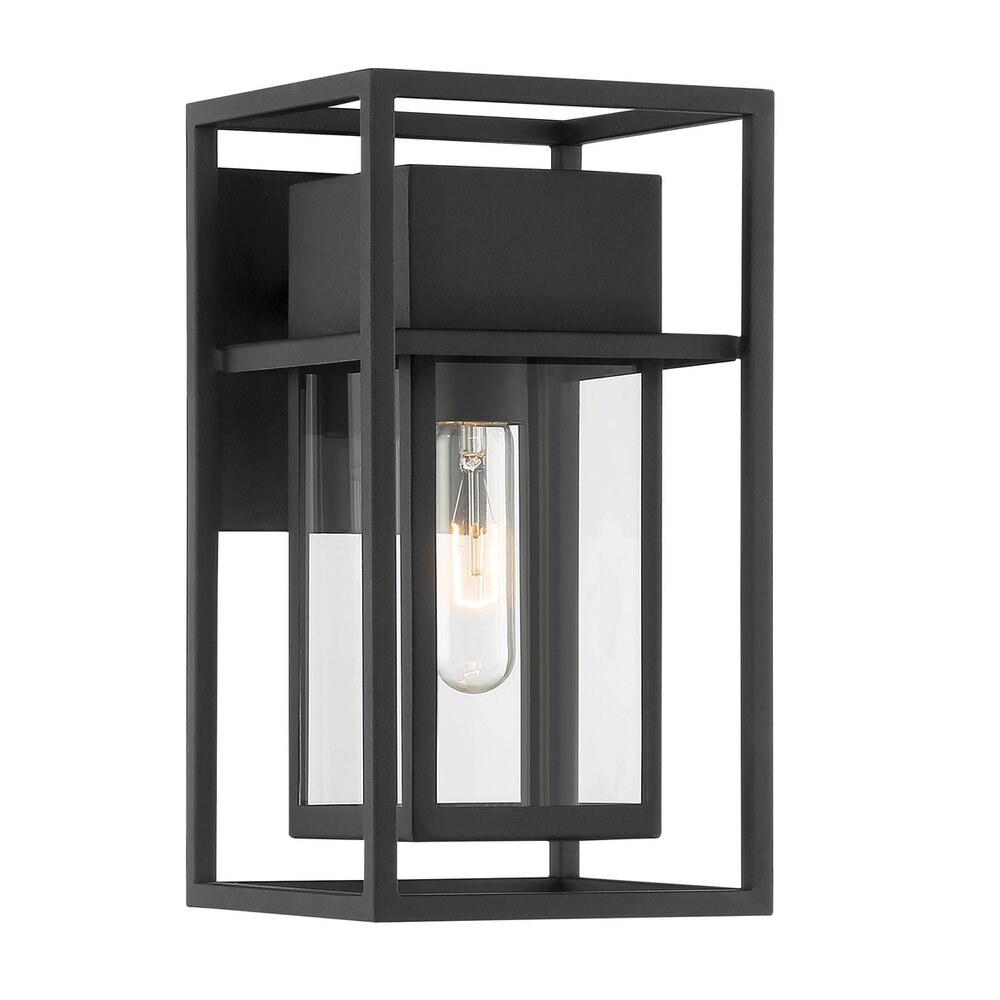 Designers Fountain 1 Light Wall Lantern in Black with Clear Glass 