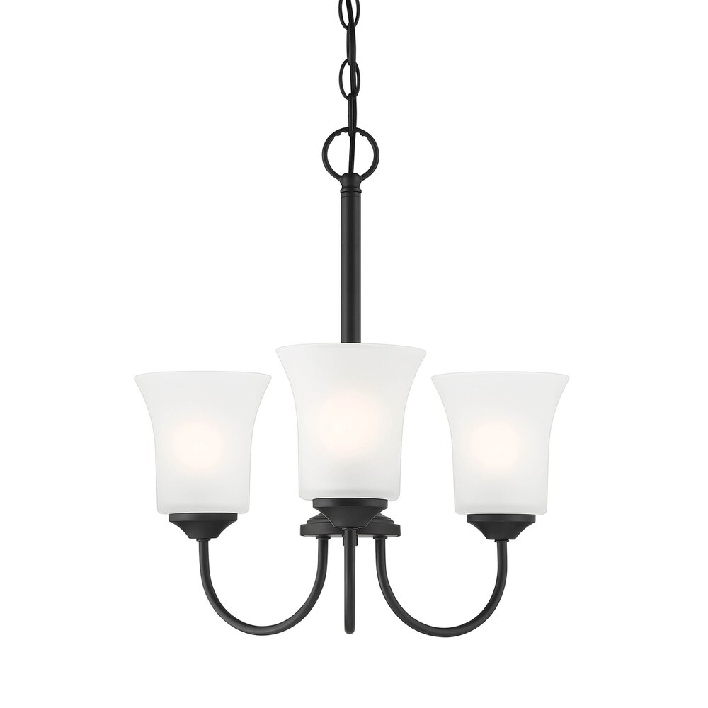 Designers Fountain 3 Light Chandelier in Matte Black with Frosted Glass 