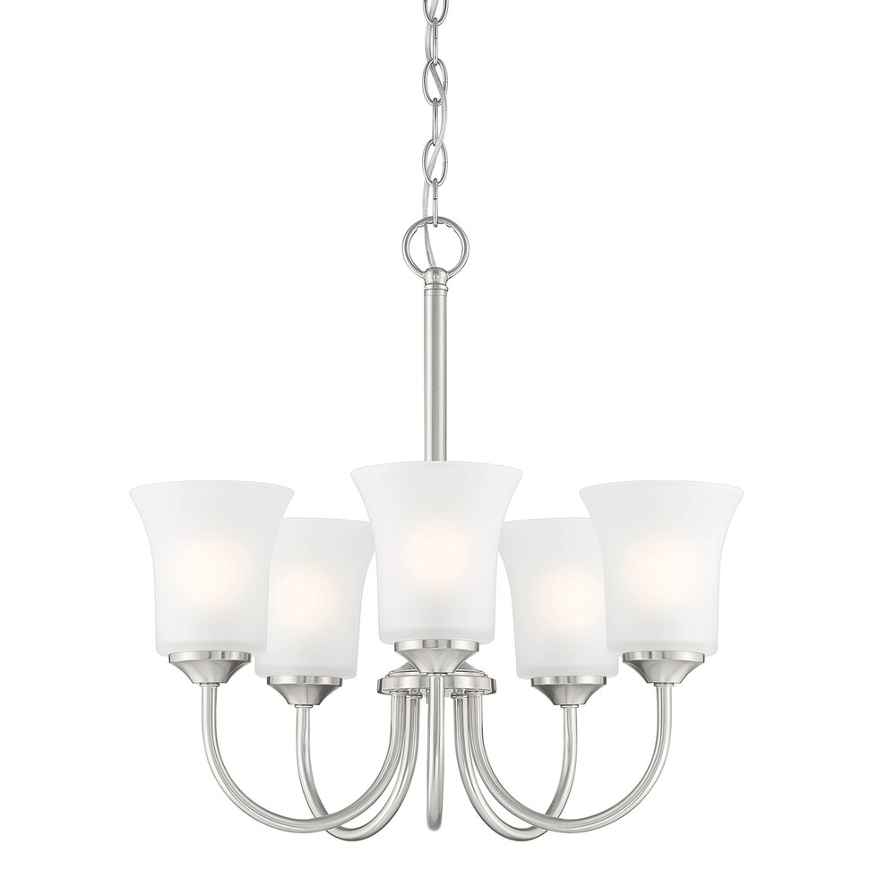 Designers Fountain 5 Light Chandelier in Brushed Nickel with Frosted Glass 
