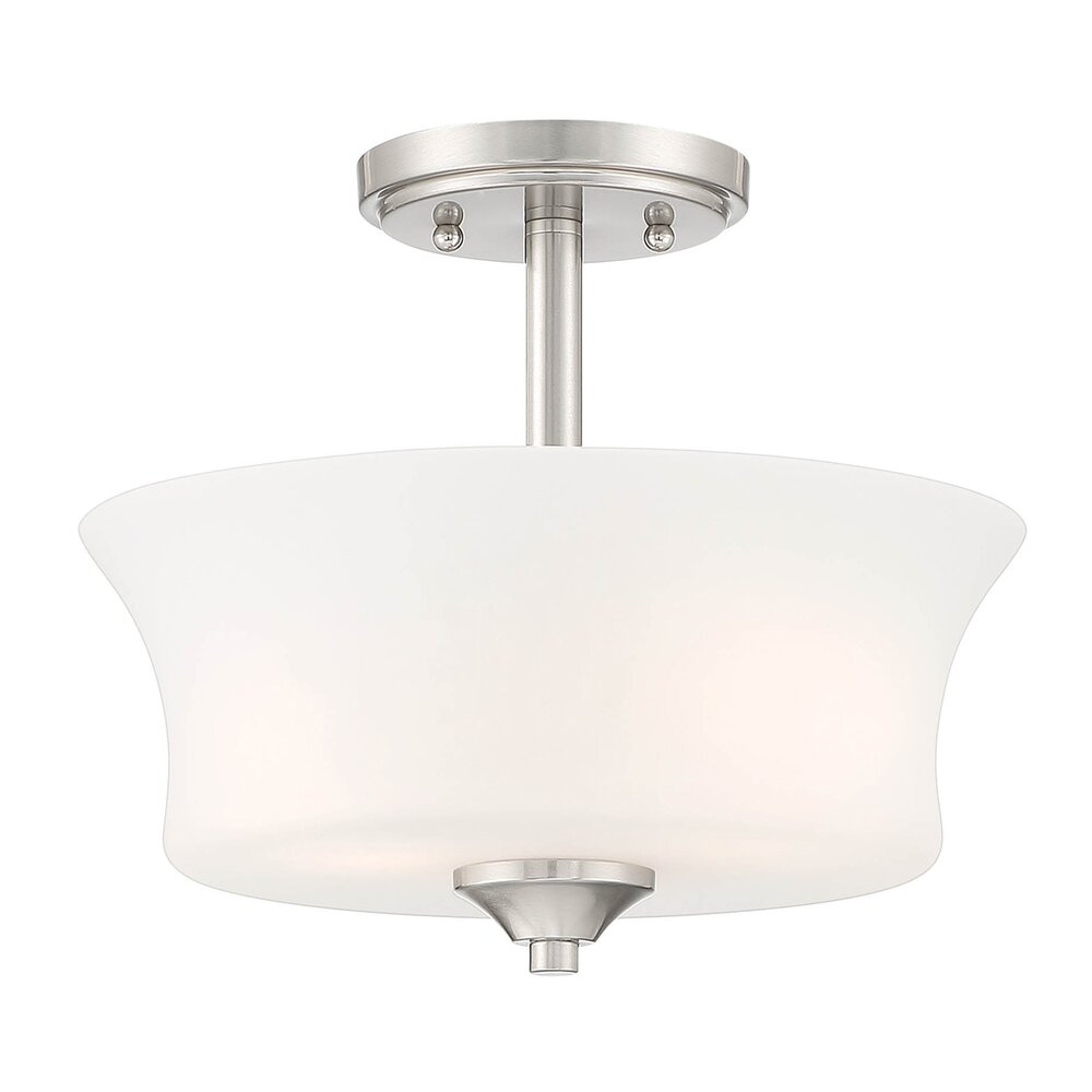 Designers Fountain 2 Light Semi Flush in Brushed Nickel with Frosted Glass 