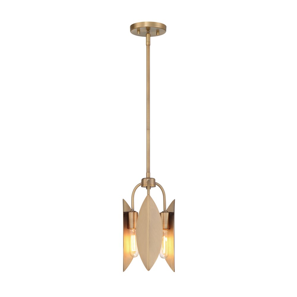 Designers Fountain 8.5" 3-Light Pendant Light in Old Satin Brass with Metal Shades