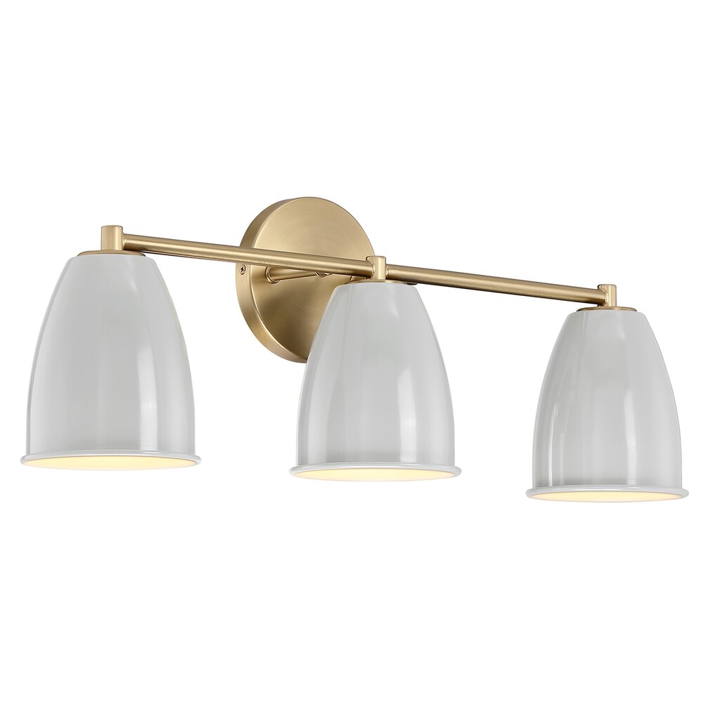 Designers Fountain 24" 3-Light Modern Vanity Light in Brushed Gold with Grey Sky Metal Shades