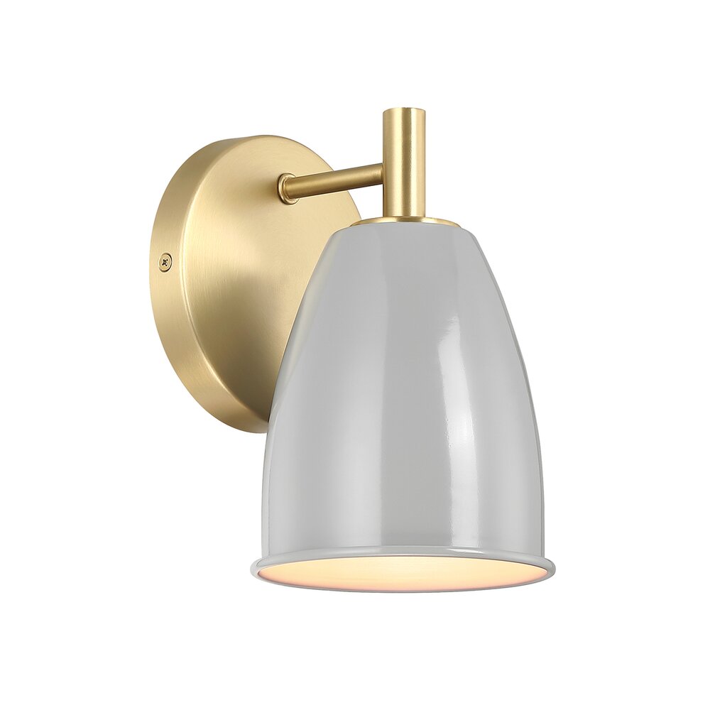 Designers Fountain 8" 1-Light Modern Wall Sconce Light in Brushed Gold with Grey Sky Metal Shades