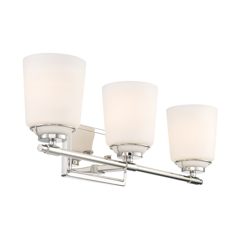 Designers Fountain 23.5" 3-Light Modern Vanity Light in Polished Nickel with Etched Opal Glass Shades