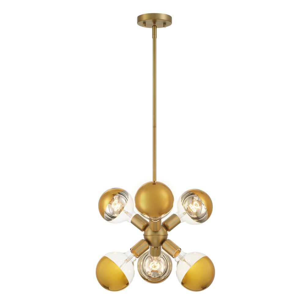 Designers Fountain 7" 6-Light Modern Pendant Light in Brushed Gold
