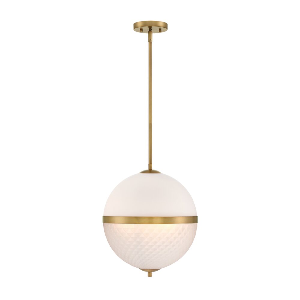 Designers Fountain 14" 3-Light Modern Pendant Light in Old Satin Brass with Etched Opal