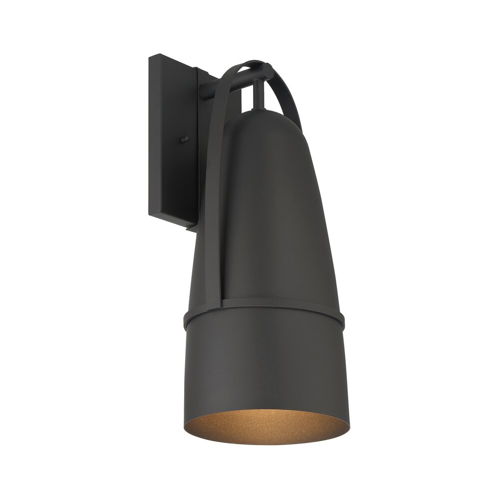 Designers Fountain 18" 1-Light Modern Outdoor Wall Lantern in Black with Dark Sky Metal Shade